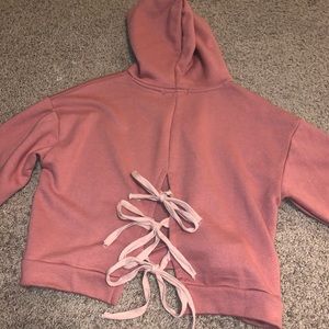 Pink Crossover Crop Top Hoodie